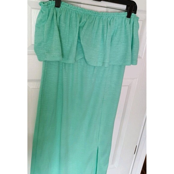 O’Neill Ribbed Tube Top Dress Mint Green Size Medium Beach Dress Side Slit New - Picture 9 of 11